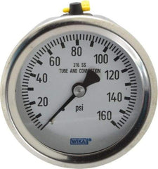 Wika - 2-1/2" Dial, 1/4 Thread, 0-160 Scale Range, Pressure Gauge - Center Back Connection Mount, Accurate to 1.5% of Scale - A1 Tooling