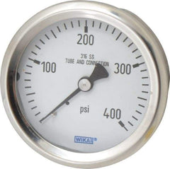 Wika - 2-1/2" Dial, 1/4 Thread, 0-400 Scale Range, Pressure Gauge - Center Back Connection Mount, Accurate to 1.5% of Scale - A1 Tooling