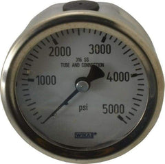 Wika - 2-1/2" Dial, 1/4 Thread, 0-5,000 Scale Range, Pressure Gauge - Center Back Connection Mount, Accurate to 1.5% of Scale - A1 Tooling