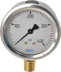 Wika - 2-1/2" Dial, 1/4 Thread, 0-400 Scale Range, Pressure Gauge - Lower Connection Mount, Accurate to 1.5% of Scale - A1 Tooling