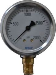 Wika - 2-1/2" Dial, 1/4 Thread, 0-2,000 Scale Range, Pressure Gauge - Lower Connection Mount, Accurate to 1.5% of Scale - A1 Tooling