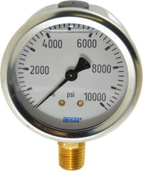 Wika - 2-1/2" Dial, 1/4 Thread, 0-10,000 Scale Range, Pressure Gauge - Lower Connection Mount, Accurate to 1.5% of Scale - A1 Tooling