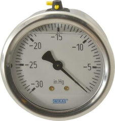 Wika - 2-1/2" Dial, 1/4 Thread, 30-0 Scale Range, Pressure Gauge - Center Back Connection Mount, Accurate to 1.5% of Scale - A1 Tooling