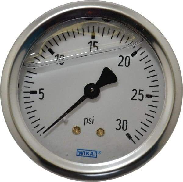 Wika - 2-1/2" Dial, 1/4 Thread, 0-30 Scale Range, Pressure Gauge - Center Back Connection Mount, Accurate to 1.5% of Scale - A1 Tooling