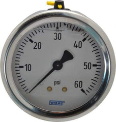 Wika - 2-1/2" Dial, 1/4 Thread, 0-60 Scale Range, Pressure Gauge - Center Back Connection Mount, Accurate to 1.5% of Scale - A1 Tooling