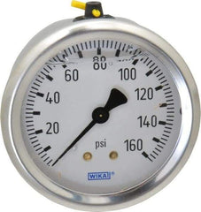 Wika - 2-1/2" Dial, 1/4 Thread, 0-160 Scale Range, Pressure Gauge - Center Back Connection Mount, Accurate to 1.5% of Scale - A1 Tooling