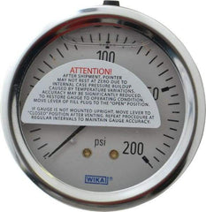 Wika - 2-1/2" Dial, 1/4 Thread, 0-200 Scale Range, Pressure Gauge - Center Back Connection Mount, Accurate to 1.5% of Scale - A1 Tooling