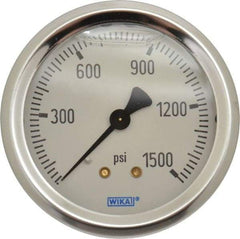 Wika - 2-1/2" Dial, 1/4 Thread, 0-1,500 Scale Range, Pressure Gauge - Center Back Connection Mount, Accurate to 1.5% of Scale - A1 Tooling