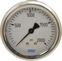 Wika - 2-1/2" Dial, 1/4 Thread, 0-2,000 Scale Range, Pressure Gauge - Center Back Connection Mount, Accurate to 1.5% of Scale - A1 Tooling