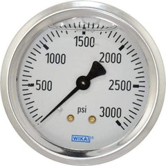 Wika - 2-1/2" Dial, 1/4 Thread, 0-3,000 Scale Range, Pressure Gauge - Center Back Connection Mount, Accurate to 1.5% of Scale - A1 Tooling