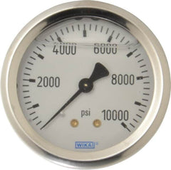 Wika - 2-1/2" Dial, 1/4 Thread, 0-10,000 Scale Range, Pressure Gauge - Center Back Connection Mount, Accurate to 1.5% of Scale - A1 Tooling