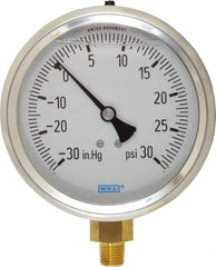 Wika - 4" Dial, 1/4 Thread, 30-0-30 Scale Range, Pressure Gauge - Lower Connection Mount, Accurate to 1% of Scale - A1 Tooling