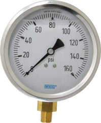 Wika - 4" Dial, 1/4 Thread, 0-160 Scale Range, Pressure Gauge - Lower Connection Mount, Accurate to 1% of Scale - A1 Tooling