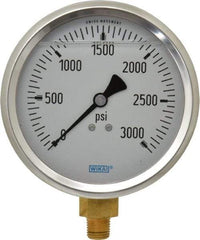 Wika - 4" Dial, 1/4 Thread, 0-3,000 Scale Range, Pressure Gauge - Lower Connection Mount, Accurate to 1% of Scale - A1 Tooling