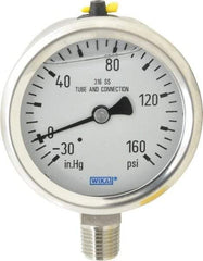 Wika - 2-1/2" Dial, 1/4 Thread, 30-0-160 Scale Range, Pressure Gauge - Lower Connection Mount, Accurate to 1.5% of Scale - A1 Tooling