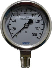 Wika - 2-1/2" Dial, 1/4 Thread, 0-160 Scale Range, Pressure Gauge - Lower Connection Mount, Accurate to 1.5% of Scale - A1 Tooling