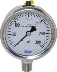 Wika - 2-1/2" Dial, 1/4 Thread, 0-300 Scale Range, Pressure Gauge - Lower Connection Mount, Accurate to 1.5% of Scale - A1 Tooling