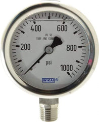 Wika - 2-1/2" Dial, 1/4 Thread, 0-1,000 Scale Range, Pressure Gauge - Lower Connection Mount, Accurate to 1.5% of Scale - A1 Tooling