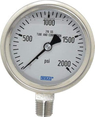 Wika - 2-1/2" Dial, 1/4 Thread, 0-2,000 Scale Range, Pressure Gauge - Lower Connection Mount, Accurate to 1.5% of Scale - A1 Tooling