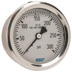 Wika - 2-1/2" Dial, 1/4 Thread, 0-300 Scale Range, Pressure Gauge - Center Back Connection Mount, Accurate to 1.5% of Scale - A1 Tooling