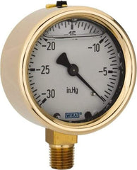 Wika - 2-1/2" Dial, 1/4 Thread, 30-0 Scale Range, Pressure Gauge - Lower Connection Mount, Accurate to 1.5% of Scale - A1 Tooling