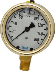 Wika - 2-1/2" Dial, 1/4 Thread, 0-160 Scale Range, Pressure Gauge - Lower Connection Mount, Accurate to 1.5% of Scale - A1 Tooling