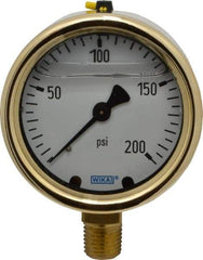 Wika - 2-1/2" Dial, 1/4 Thread, 0-200 Scale Range, Pressure Gauge - Lower Connection Mount, Accurate to 1.5% of Scale - A1 Tooling