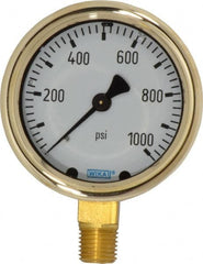 Wika - 2-1/2" Dial, 1/4 Thread, 0-1,000 Scale Range, Pressure Gauge - Lower Connection Mount, Accurate to 1.5% of Scale - A1 Tooling