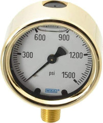 Wika - 2-1/2" Dial, 1/4 Thread, 0-1,500 Scale Range, Pressure Gauge - Lower Connection Mount, Accurate to 1.5% of Scale - A1 Tooling