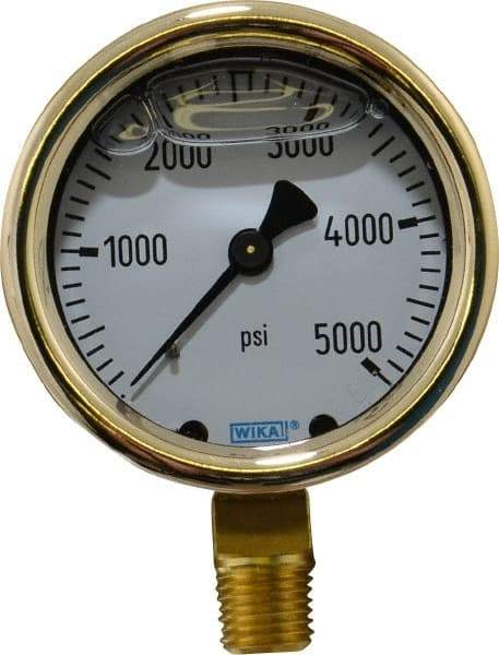 Wika - 2-1/2" Dial, 1/4 Thread, 0-5,000 Scale Range, Pressure Gauge - Lower Connection Mount, Accurate to 1.5% of Scale - A1 Tooling