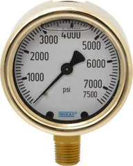 Wika - 2-1/2" Dial, 1/4 Thread, 0-7,500 Scale Range, Pressure Gauge - Lower Connection Mount, Accurate to 1.5% of Scale - A1 Tooling