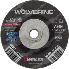 Vortec Pro 4-1/2″ × 1/4″ Type 27 Grinding Wheel, A24N, 5/8″-11 UNC Nut - A1 Tooling