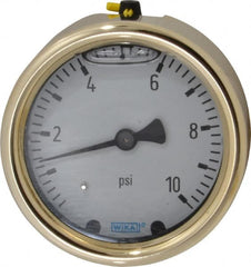 Wika - 2-1/2" Dial, 1/4 Thread, 0-10 Scale Range, Pressure Gauge - Back Connection Mount, Accurate to 1.5% of Scale - A1 Tooling