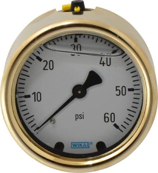 Wika - 2-1/2" Dial, 1/4 Thread, 0-60 Scale Range, Pressure Gauge - Back Connection Mount, Accurate to 1.5% of Scale - A1 Tooling