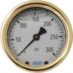 Wika - 2-1/2" Dial, 1/4 Thread, 0-300 Scale Range, Pressure Gauge - Back Connection Mount, Accurate to 1.5% of Scale - A1 Tooling