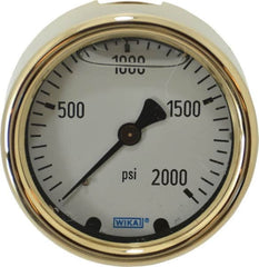 Wika - 2-1/2" Dial, 1/4 Thread, 0-2,000 Scale Range, Pressure Gauge - Back Connection Mount, Accurate to 1.5% of Scale - A1 Tooling