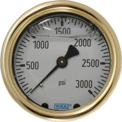 Wika - 2-1/2" Dial, 1/4 Thread, 0-3,000 Scale Range, Pressure Gauge - Back Connection Mount, Accurate to 1.5% of Scale - A1 Tooling