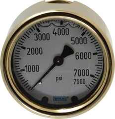 Wika - 2-1/2" Dial, 1/4 Thread, 0-7,500 Scale Range, Pressure Gauge - Back Connection Mount, Accurate to 1.5% of Scale - A1 Tooling