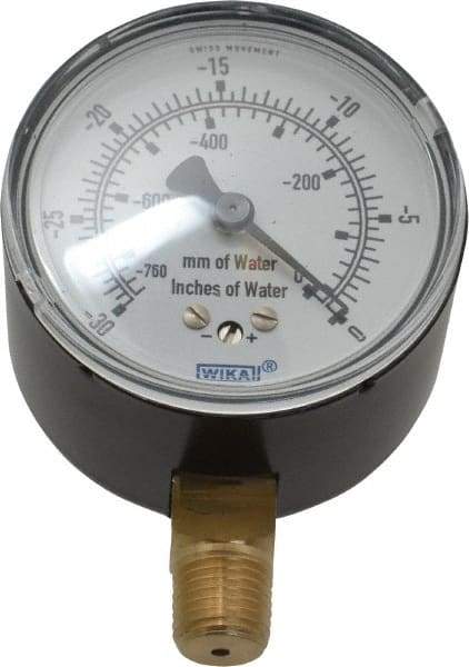 Wika - 2-1/2" Dial, 1/4 Thread, 0-30/0-760 Scale Range, Pressure Gauge - Lower Connection Mount, Accurate to 1.5% of Scale - A1 Tooling