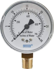 Wika - 2-1/2" Dial, 1/4 Thread, 0-30/0-760 Scale Range, Pressure Gauge - Lower Connection Mount, Accurate to 1.5% of Scale - A1 Tooling