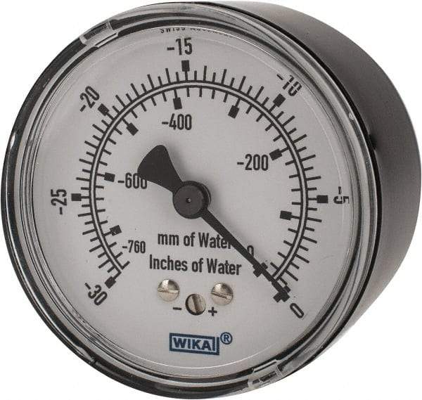 Wika - 2-1/2" Dial, 1/4 Thread, 0-30/0-760 Scale Range, Pressure Gauge - Center Back Connection Mount, Accurate to 1.5% of Scale - A1 Tooling