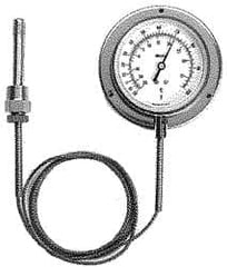 Weiss Instruments - 4-1/2 Inch, 40 to 240°F, Stainless Steel, Vapor Actuated Dial Thermometer - 15 Ft. Cap Length, Wall Mounted, Bottom Connected - A1 Tooling