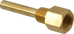 Alloy Engineering - 4 Inch Overall Length, 1/2 Inch Thread, Brass Standard Thermowell - 2-1/2 Inch Insertion Length - A1 Tooling