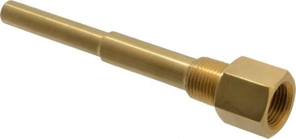 Alloy Engineering - 6 Inch Overall Length, 1/2 Inch Thread, Brass Standard Thermowell - 4-1/2 Inch Insertion Length - A1 Tooling