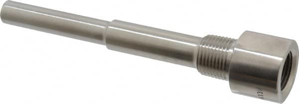 Alloy Engineering - 6 Inch Overall Length, 1/2 Inch Thread, 304 Stainless Steel Standard Thermowell - 4-1/2 Inch Insertion Length - A1 Tooling