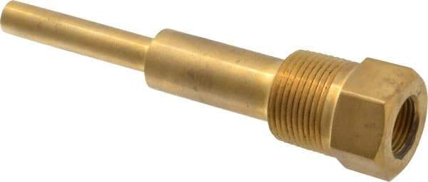 Alloy Engineering - 6 Inch Overall Length, 1 Inch Thread, Brass Standard Thermowell - 4-1/2 Inch Insertion Length - A1 Tooling