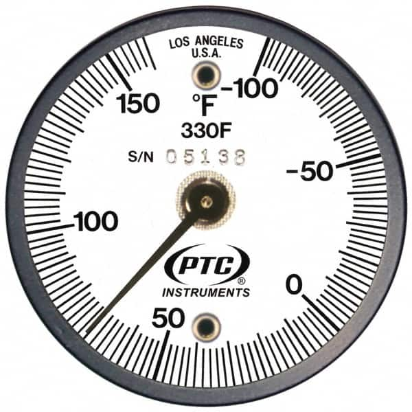 PTC Instruments - -100 to 160°F, 2 Inch Dial Diameter, Dual Magnet Mount Thermometer - 2° Division Graduation - A1 Tooling