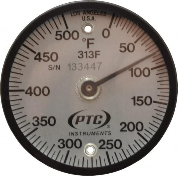 PTC Instruments - 500°F, 2 Inch Dial Diameter, Dual Magnet Mount Thermometer - 5° Division Graduation - A1 Tooling