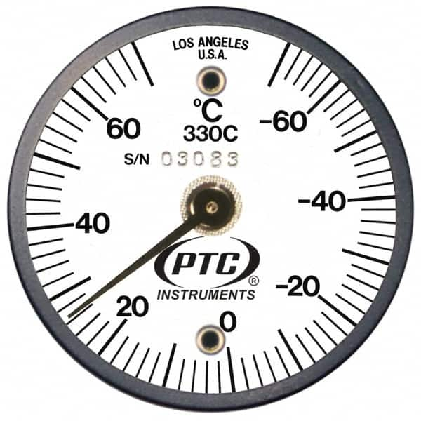 PTC Instruments - -70 to 70°C, 2 Inch Dial Diameter, Dual Magnet Mount Thermometer - 2° Division Graduation - A1 Tooling