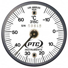 PTC Instruments - -15 to 65°C, 2 Inch Dial Diameter, Dual Magnet Mount Thermometer - 1° Division Graduation - A1 Tooling